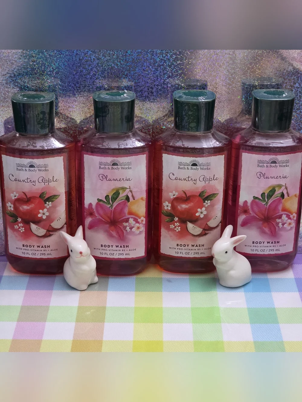Bath Body Works Country Apple & Plumeria Body Wash Set of 4 NEW Rare Nostalgia